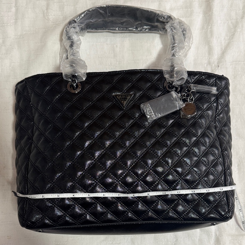 GUESS Black Quilted Tote Bag